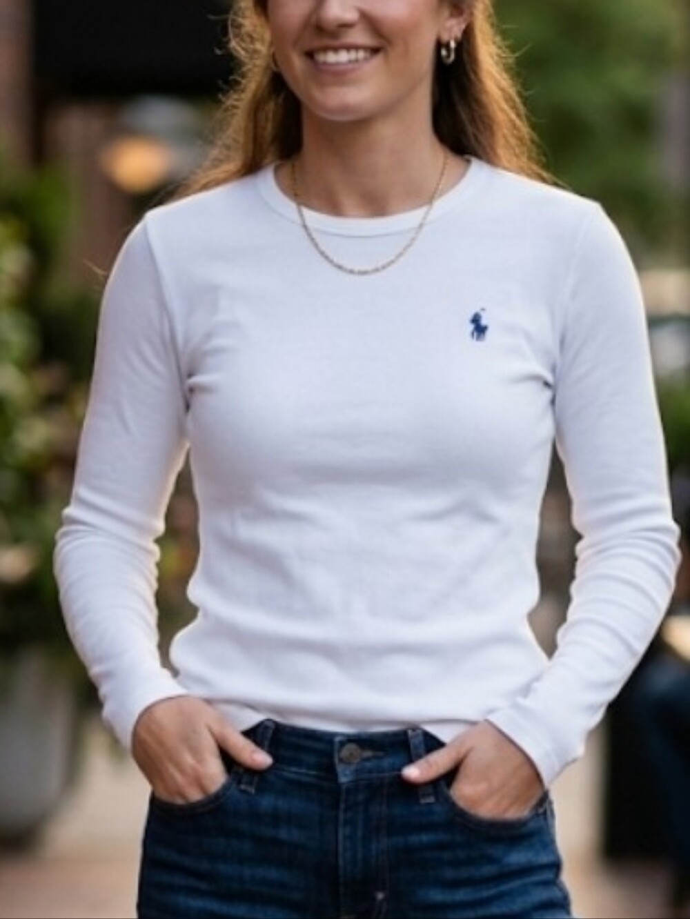 Ralph Lauren Women's Long Sleeve Crewneck T-Shirt – Size M – White